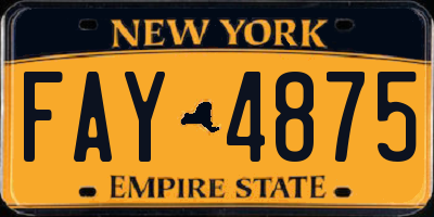 NY license plate FAY4875