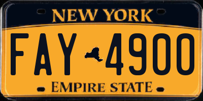 NY license plate FAY4900