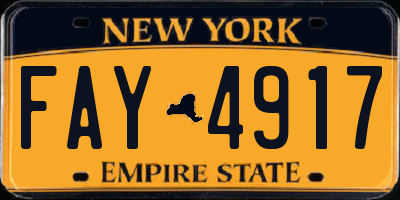 NY license plate FAY4917