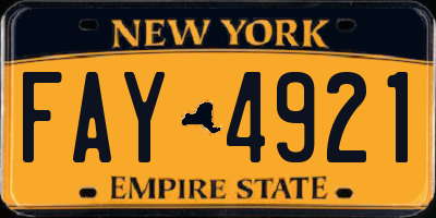 NY license plate FAY4921