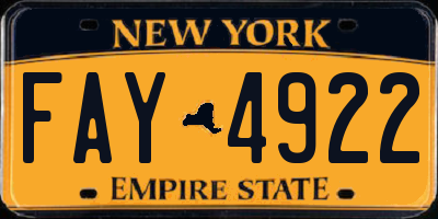 NY license plate FAY4922