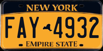 NY license plate FAY4932