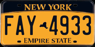 NY license plate FAY4933