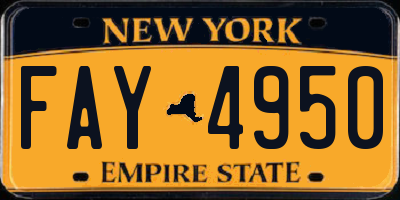 NY license plate FAY4950