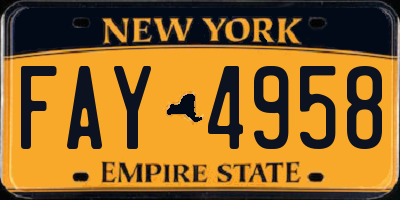 NY license plate FAY4958