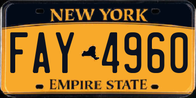 NY license plate FAY4960