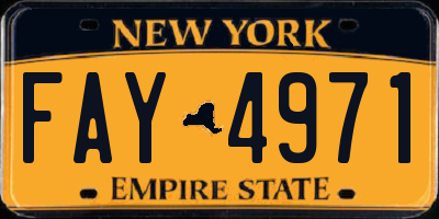 NY license plate FAY4971