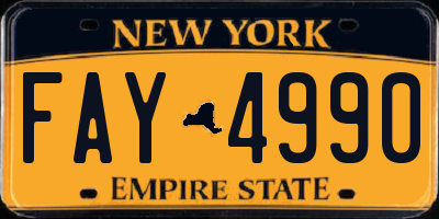 NY license plate FAY4990