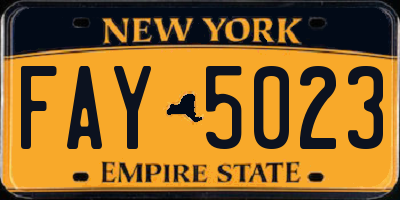 NY license plate FAY5023