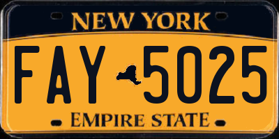 NY license plate FAY5025