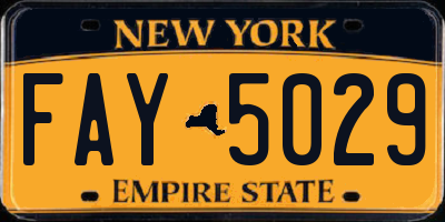 NY license plate FAY5029