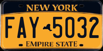 NY license plate FAY5032