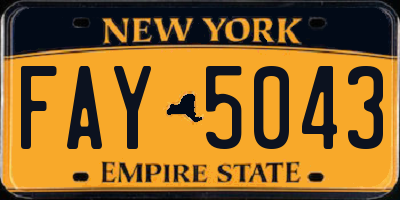 NY license plate FAY5043