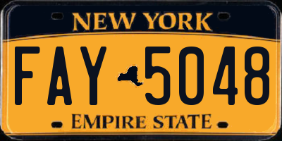 NY license plate FAY5048