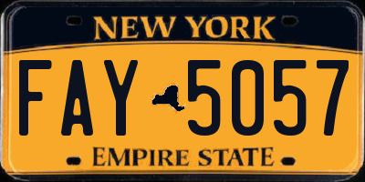 NY license plate FAY5057