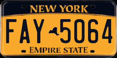 NY license plate FAY5064