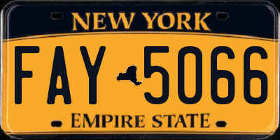 NY license plate FAY5066