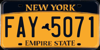 NY license plate FAY5071