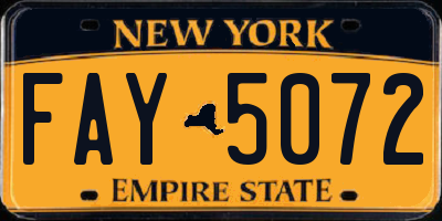 NY license plate FAY5072