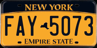 NY license plate FAY5073