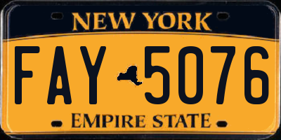 NY license plate FAY5076