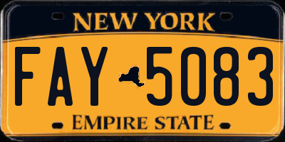 NY license plate FAY5083