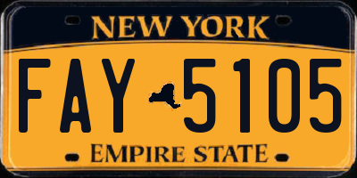 NY license plate FAY5105