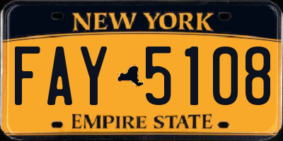 NY license plate FAY5108