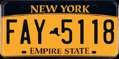 NY license plate FAY5118