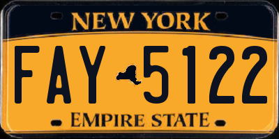 NY license plate FAY5122