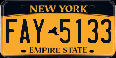 NY license plate FAY5133
