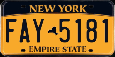 NY license plate FAY5181