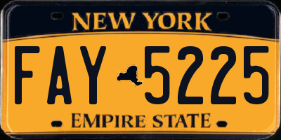 NY license plate FAY5225
