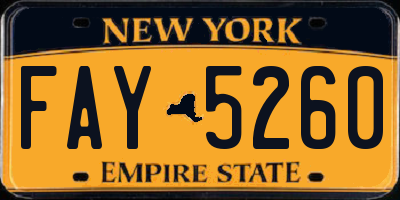 NY license plate FAY5260