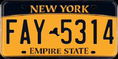 NY license plate FAY5314