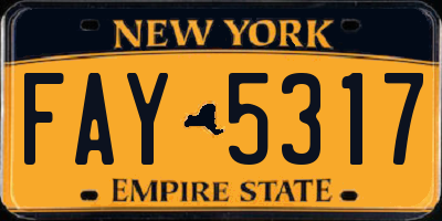 NY license plate FAY5317