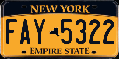 NY license plate FAY5322