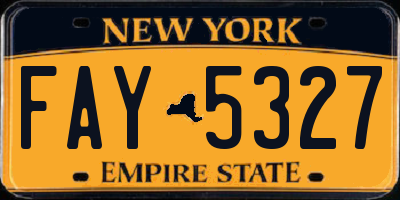NY license plate FAY5327