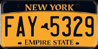 NY license plate FAY5329