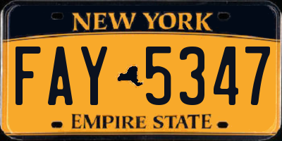 NY license plate FAY5347