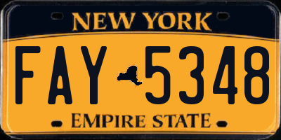 NY license plate FAY5348