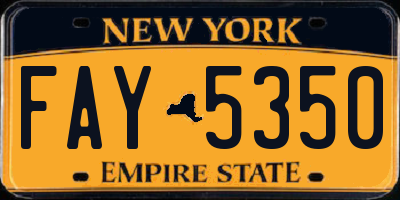 NY license plate FAY5350