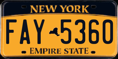 NY license plate FAY5360