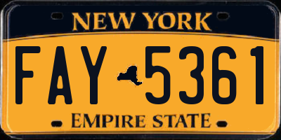 NY license plate FAY5361