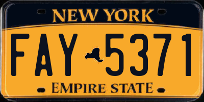 NY license plate FAY5371
