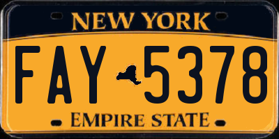 NY license plate FAY5378
