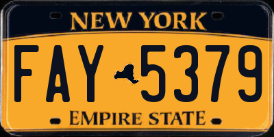 NY license plate FAY5379