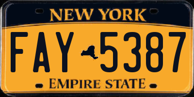 NY license plate FAY5387