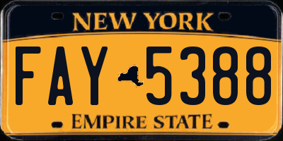 NY license plate FAY5388