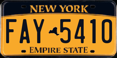 NY license plate FAY5410